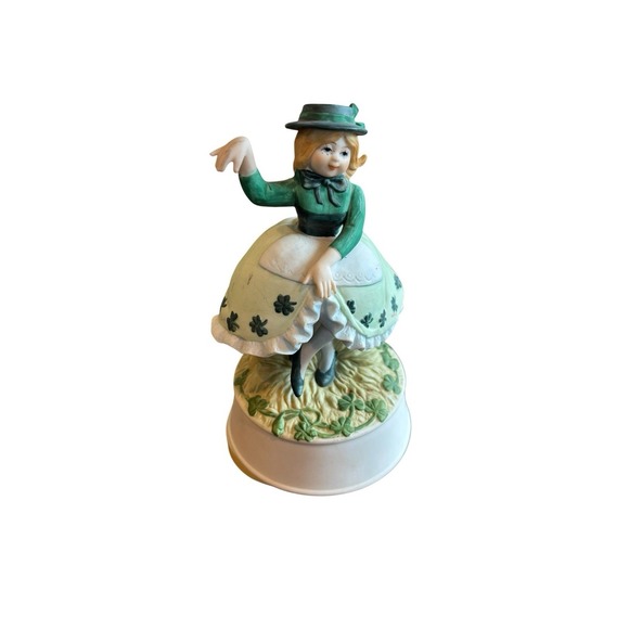 Schmid Jewelry - SCHMID BROS Japan Music Box‎ My Wild Irish Rose Girl Shamrocks  1984